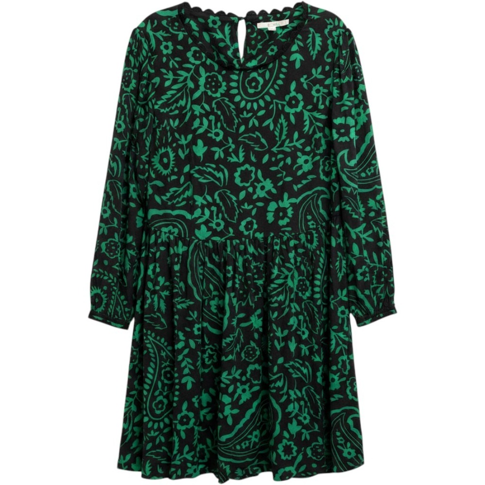 Boden WH599 Dress Womens US 16 UK 20 Black Green Paisley Floral Viscose